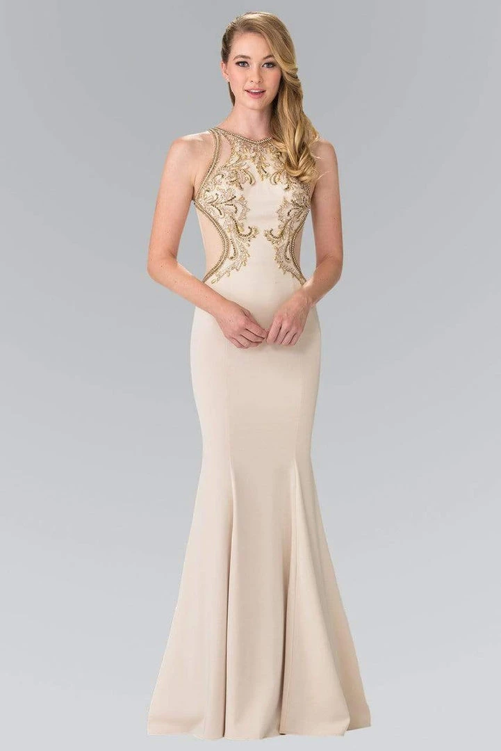 Elizabeth K - GL2237 Bead Embellished Halter Neck Gown Formal Gowns 3 Elizabeth K - GL2237 Bead Embellished Halter Neck Gown Formal Gowns