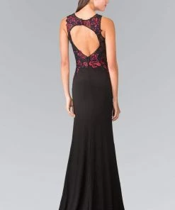 Elizabeth K - GL2238 Bead Embellished Jewel Neck Gown