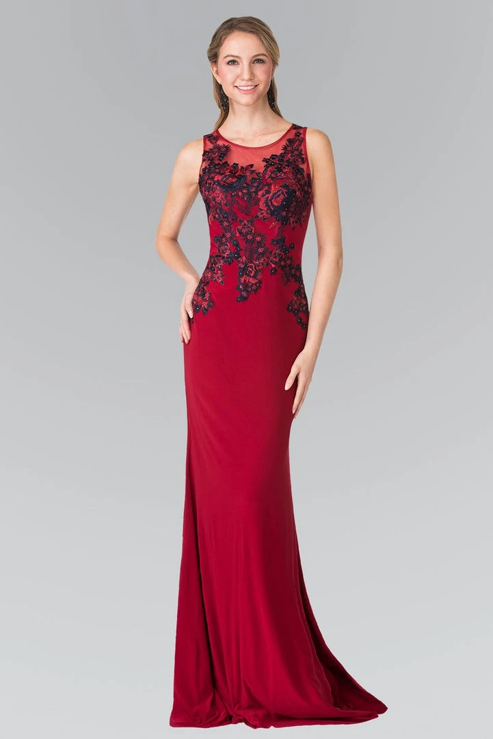 Elizabeth K - GL2238 Bead Embellished Jewel Neck Gown 6 Elizabeth K - GL2238 Bead Embellished Jewel Neck Gown