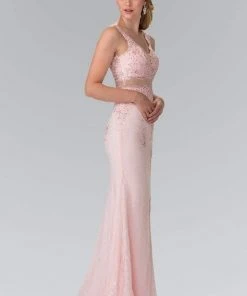 Elizabeth K - GL2240 Laced V-Neck Trumpet Gown