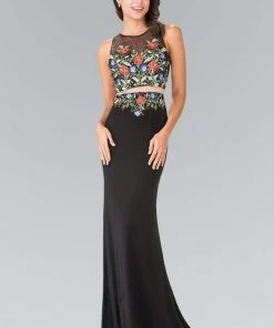 Formal Gowns Elizabeth K - GL2241 Mock Two-Piece With Embroidery Evening Gown