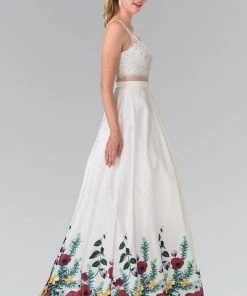 Elizabeth K - GL2251 Sparkling V-Neck Long Dress