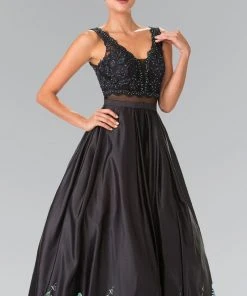 Elizabeth K - GL2251 Sparkling V-Neck Long Dress