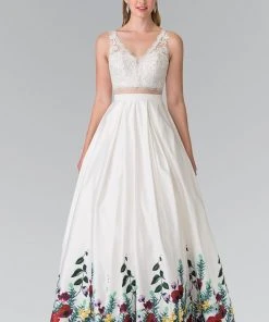 Elizabeth K - GL2251 Sparkling V-Neck Long Dress