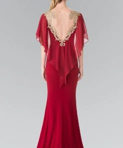 Elizabeth K - GL2254 Caped Long Dress 7 Elizabeth K - GL2254 Caped Long Dress