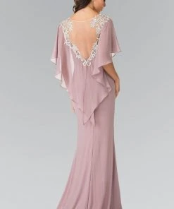 Elizabeth K - GL2254 Caped Long Dress 9 Elizabeth K - GL2254 Caped Long Dress