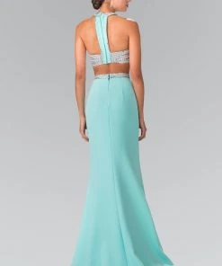 Formal Gowns Elizabeth K - GL2256 Beaded Halter Neck Two-Piece Evening Gown