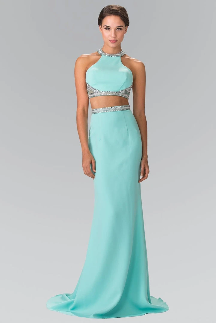 Formal Gowns Elizabeth K - GL2256 Beaded Halter Neck Two-Piece Evening Gown 3 Formal Gowns Elizabeth K - GL2256 Beaded Halter Neck Two-Piece Evening Gown