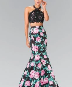 Elizabeth K - GL2259 Two-Piece Halter Mermaid Gown Formal Gowns