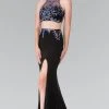 Elizabeth K - GL2277 Beaded Halter Neck Rome Jersey Trumpet Gown