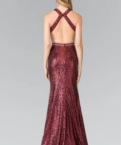 Elizabeth K - GL2278 Halter Long Dress With Slit
