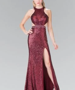 Elizabeth K - GL2278 Halter Long Dress With Slit