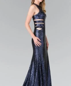 Elizabeth K - GL2299 Long Dress With Side Cut Outs 9 Elizabeth K - GL2299 Long Dress With Side Cut Outs