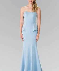 Elizabeth K - GL2304 Strapless Peplum Long Dress