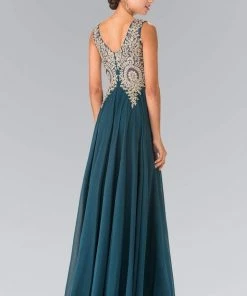 Elizabeth K - GL2311 Intricate Lace V-Neck A-Line Gown 17 Elizabeth K - GL2311 Intricate Lace V-Neck A-Line Gown