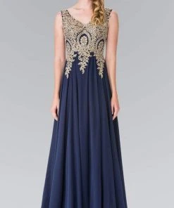 Elizabeth K - GL2311 Intricate Lace V-Neck A-Line Gown