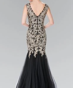 Elizabeth K - GL2319 Sleeveless Beaded Mermaid Gown Formal Gowns