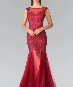 Elizabeth K - GL2319 Sleeveless Beaded Mermaid Gown Formal Gowns
