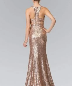 Formal Gowns Elizabeth K - GL2333 Mock Two-Piece Sequined Sheath Gown
