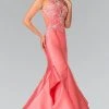 Elizabeth K - GL2357 Beaded Halter Ruffled Mermaid Gown Formal Gowns