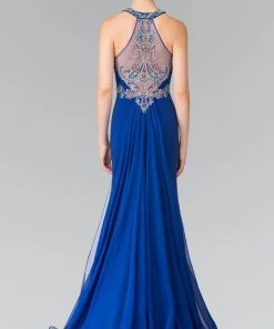 Elizabeth K - GL2358 Beaded Halter Long Gown