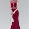 Elizabeth K - GL2426 Cap Sleeve Bejeweled High Neck Trumpet Gown