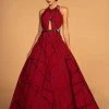 Formal Gowns Elizabeth K - GL2502 Embellished Halter Jacquard Ballgown 1 Formal Gowns Elizabeth K - GL2502 Embellished Halter Jacquard Ballgown