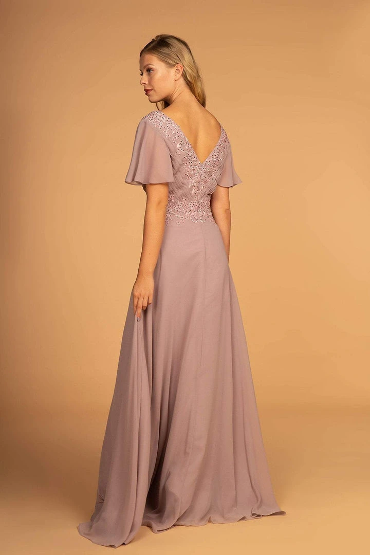 Formal Gowns Elizabeth K - GL2520 Embroidered V-Neck A-Line Evening Gown 4 Formal Gowns Elizabeth K - GL2520 Embroidered V-Neck A-Line Evening Gown