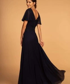 Formal Gowns Elizabeth K - GL2520 Embroidered V-Neck A-Line Evening Gown 15 Formal Gowns Elizabeth K - GL2520 Embroidered V-Neck A-Line Evening Gown