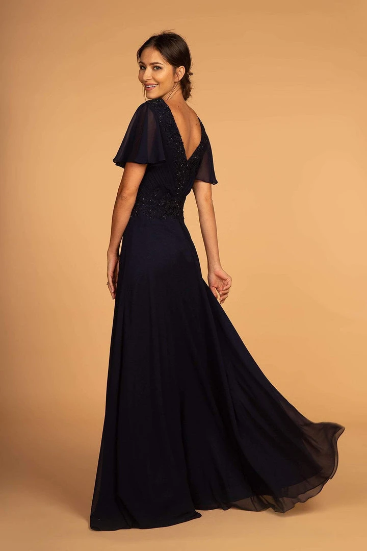 Formal Gowns Elizabeth K - GL2520 Embroidered V-Neck A-Line Evening Gown 8 Formal Gowns Elizabeth K - GL2520 Embroidered V-Neck A-Line Evening Gown