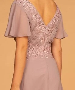 Formal Gowns Elizabeth K - GL2520 Embroidered V-Neck A-Line Evening Gown 13 Formal Gowns Elizabeth K - GL2520 Embroidered V-Neck A-Line Evening Gown