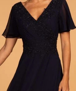 Formal Gowns Elizabeth K - GL2520 Embroidered V-Neck A-Line Evening Gown 16 Formal Gowns Elizabeth K - GL2520 Embroidered V-Neck A-Line Evening Gown