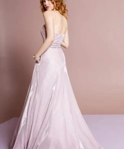 Elizabeth K - GL2674 Glitter Crepe Deep Sweetheart A-line Dress 7 Elizabeth K - GL2674 Glitter Crepe Deep Sweetheart A-line Dress