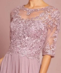 Elizabeth K - GL2681 Half Sleeve Embroidered Illusion Lace Gown Formal Gowns 14 Elizabeth K - GL2681 Half Sleeve Embroidered Illusion Lace Gown Formal Gowns