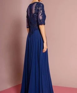 Elizabeth K - GL2681 Half Sleeve Embroidered Illusion Lace Gown Formal Gowns 17 Elizabeth K - GL2681 Half Sleeve Embroidered Illusion Lace Gown Formal Gowns