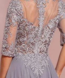Elizabeth K - GL2681 Half Sleeve Embroidered Illusion Lace Gown Formal Gowns 21 Elizabeth K - GL2681 Half Sleeve Embroidered Illusion Lace Gown Formal Gowns
