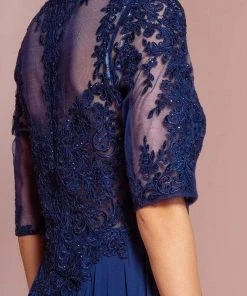 Elizabeth K - GL2681 Half Sleeve Embroidered Illusion Lace Gown Formal Gowns 19 Elizabeth K - GL2681 Half Sleeve Embroidered Illusion Lace Gown Formal Gowns