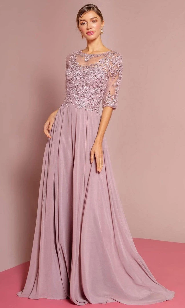 Elizabeth K - GL2681 Half Sleeve Embroidered Illusion Lace Gown Formal Gowns 3 Elizabeth K - GL2681 Half Sleeve Embroidered Illusion Lace Gown Formal Gowns