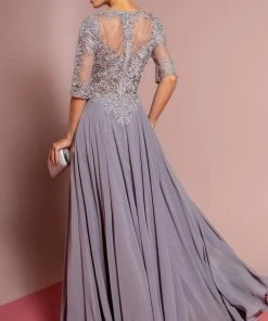 Elizabeth K - GL2681 Half Sleeve Embroidered Illusion Lace Gown Formal Gowns 20 Elizabeth K - GL2681 Half Sleeve Embroidered Illusion Lace Gown Formal Gowns