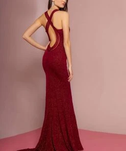 Formal Gowns Elizabeth K - GL2704 Glitter Crepe Deep V-neck Trumpet Dress 11 Formal Gowns Elizabeth K - GL2704 Glitter Crepe Deep V-neck Trumpet Dress