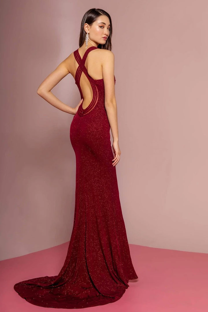 Formal Gowns Elizabeth K - GL2704 Glitter Crepe Deep V-neck Trumpet Dress 4 Formal Gowns Elizabeth K - GL2704 Glitter Crepe Deep V-neck Trumpet Dress