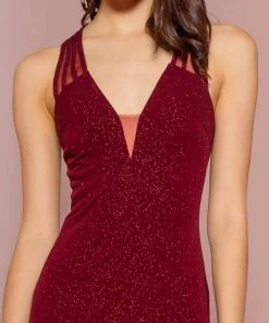 Formal Gowns Elizabeth K - GL2704 Glitter Crepe Deep V-neck Trumpet Dress 12 Formal Gowns Elizabeth K - GL2704 Glitter Crepe Deep V-neck Trumpet Dress