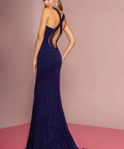 Formal Gowns Elizabeth K - GL2704 Glitter Crepe Deep V-neck Trumpet Dress 15 Formal Gowns Elizabeth K - GL2704 Glitter Crepe Deep V-neck Trumpet Dress