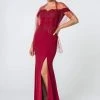 Elizabeth K - GL2708 Embroidered Off-Shoulder Jersey Trumpet Dress