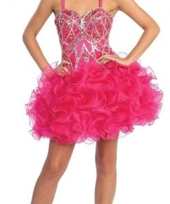 Cocktail Dresses Elizabeth K - GS1024 Organza Corset Style Ruffle Dress