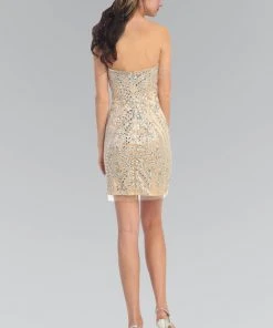 Cocktail Dresses Elizabeth K - GS1135 Jewel Embellished Strapless Cocktail Dress