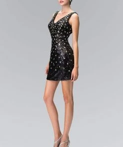 Cocktail Dresses Elizabeth K - GS1136 Sleeveless V-Neck Cocktail Dress