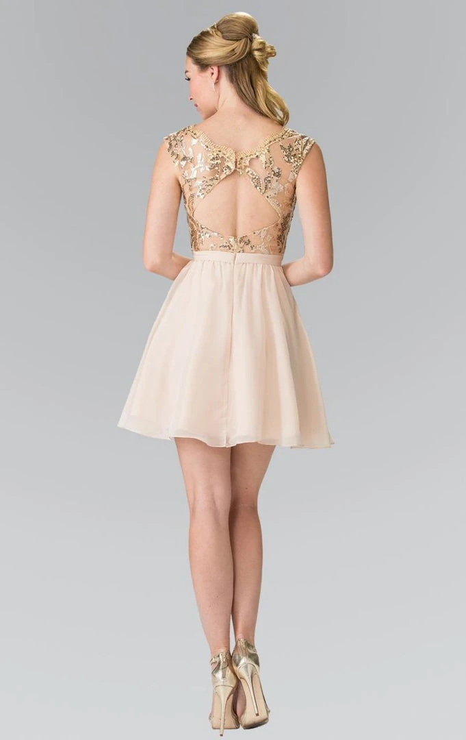 Elizabeth K - GS1430 Sequined V-Neck Chiffon A-Line Dress Cocktail Dresses 4 Elizabeth K - GS1430 Sequined V-Neck Chiffon A-Line Dress Cocktail Dresses