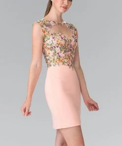 Cocktail Dresses Elizabeth K - GS1435 Sleeveless Floral Cocktail Dress