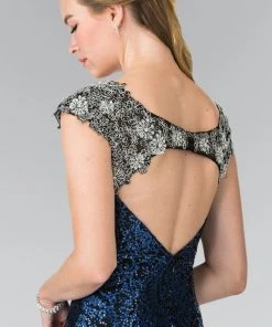 Cocktail Dresses Elizabeth K - GS1436 Sequined V Neck Cocktail Dress